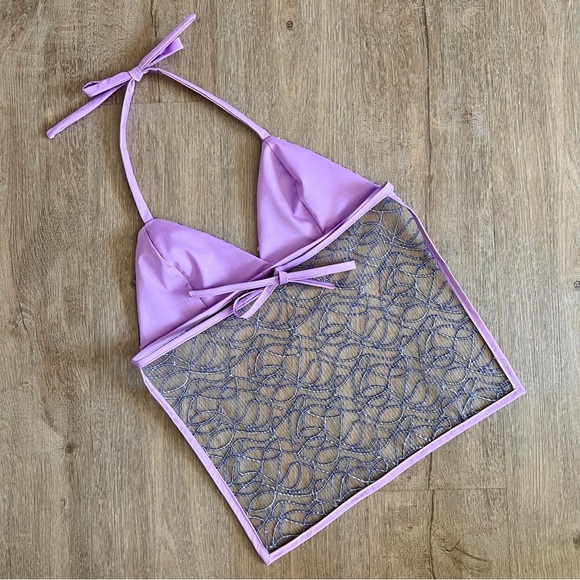 Handmade Y2K Fairycore Mermaid
Embellished Halter Babydoll Vest Top - Purple - Picture 5 of 8